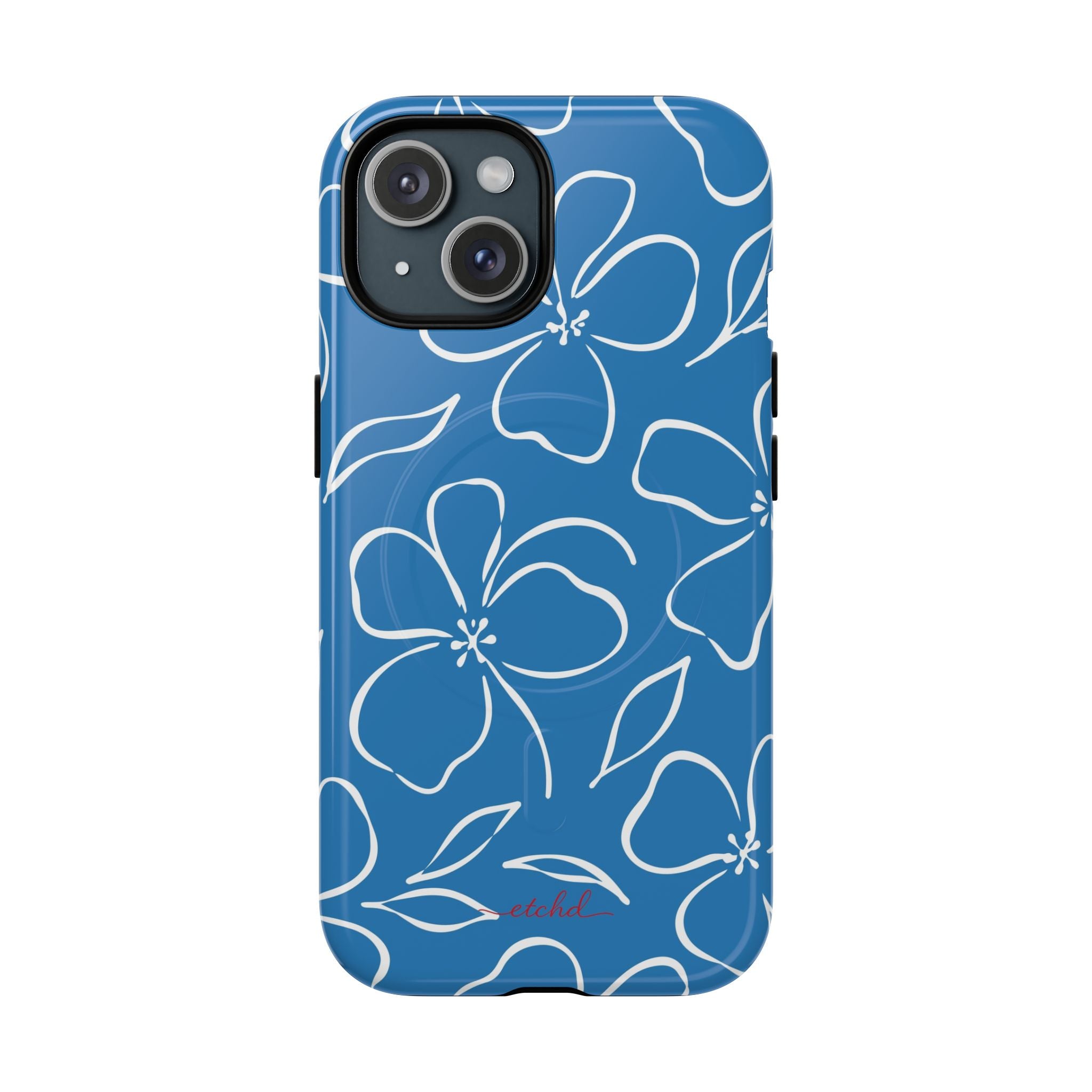 Cerulean & White Floral Funda magnética para móvil de etchd, vista 2