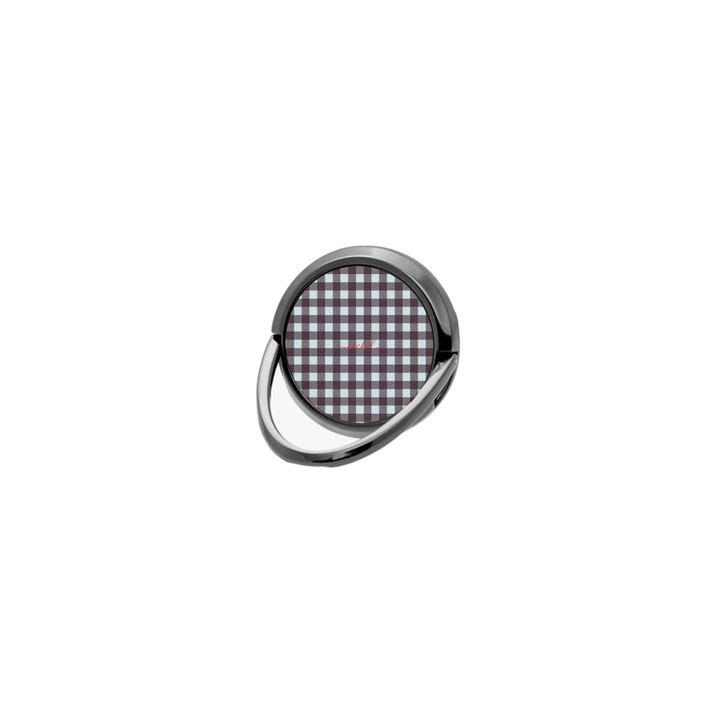 Blue & Plum Gingham Anillo soporte para móvil-zoom-