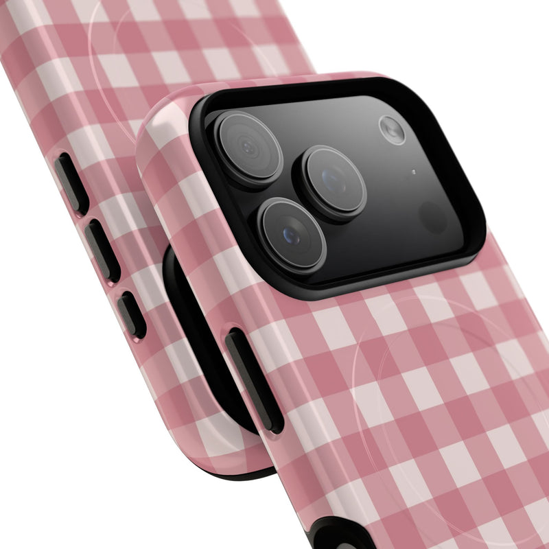 Blush & Cream Gingham Magnetic Phone Case by etchd, view 99