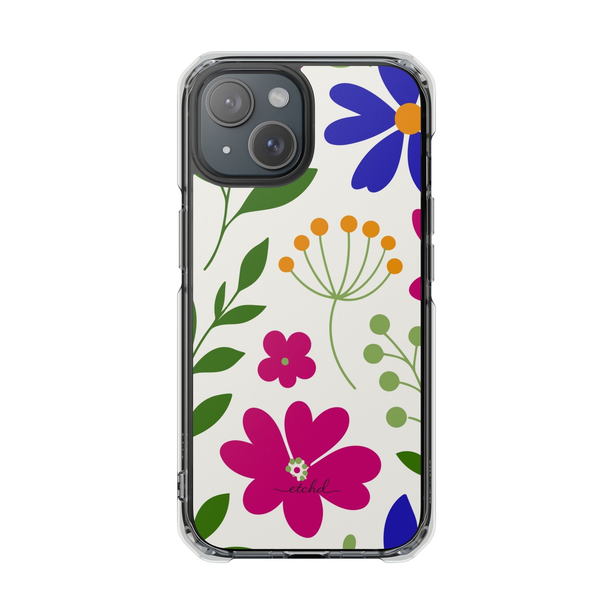 Funky Floral Clear Magnetic Phone Case by etchd, view 2