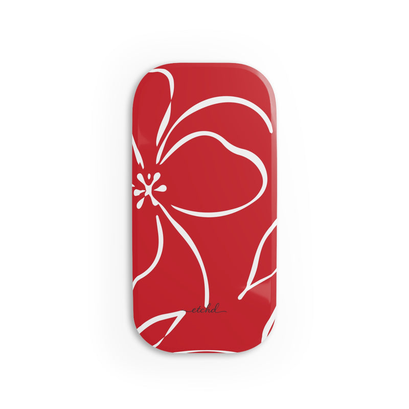 Classic Red & White Floral Agarre clipsable para móvil de etchd