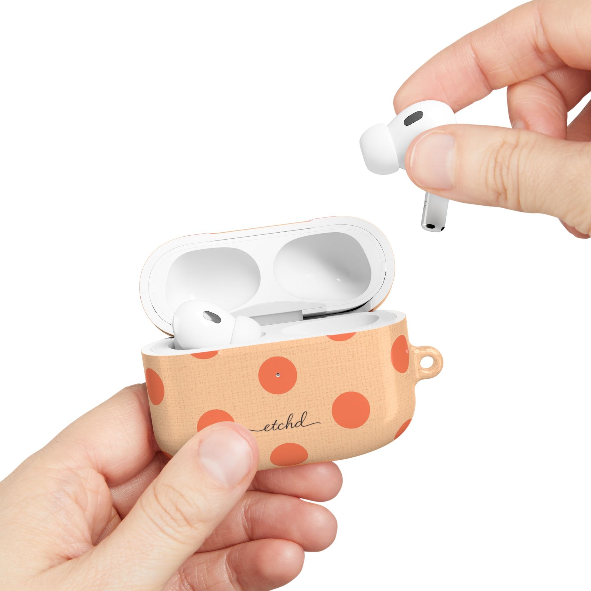 Coral & Peach Polka Dot AirPod Case by etchd, view 11