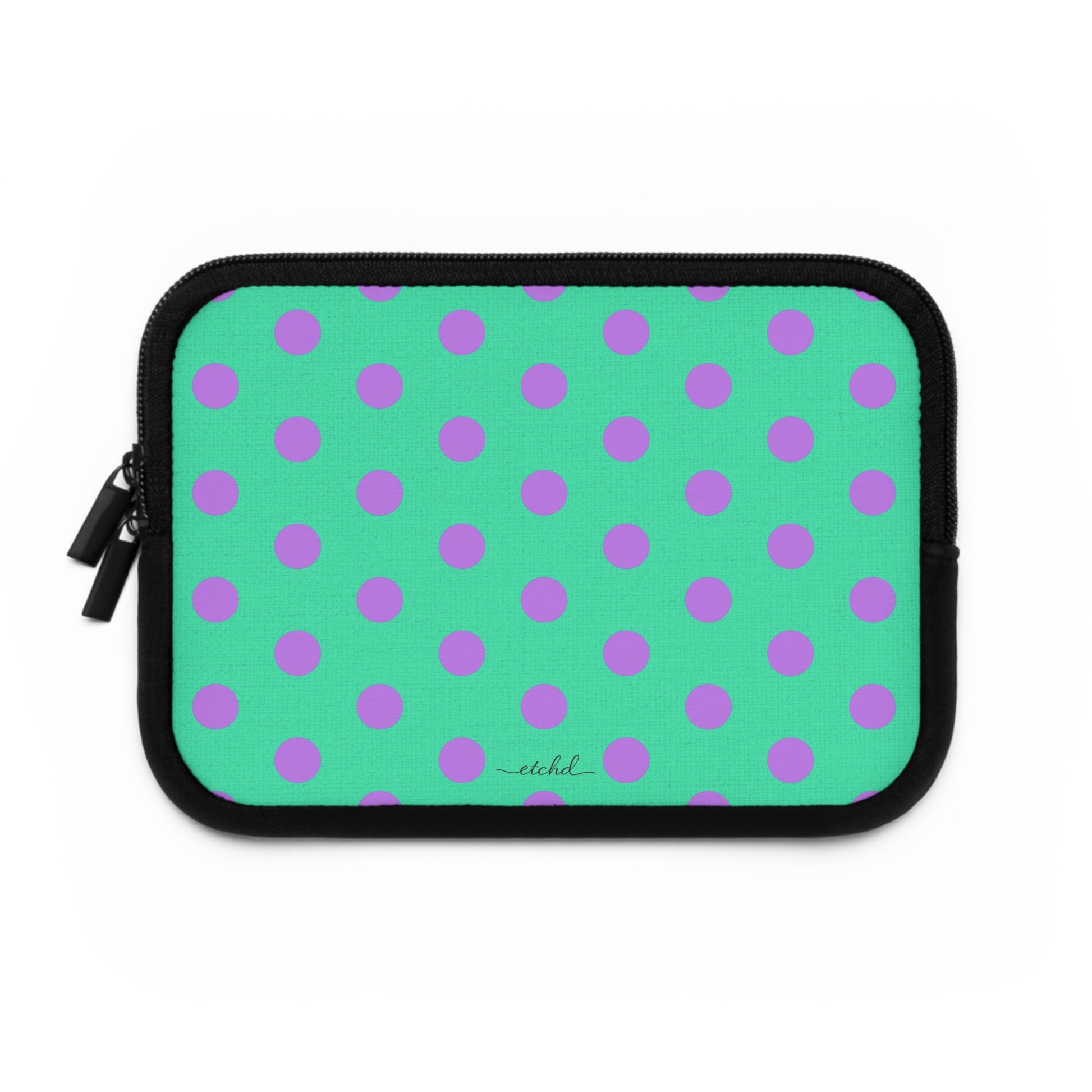 Lilac And Hypermint Polka Dot Laptop Sleeve by etchd, view 2