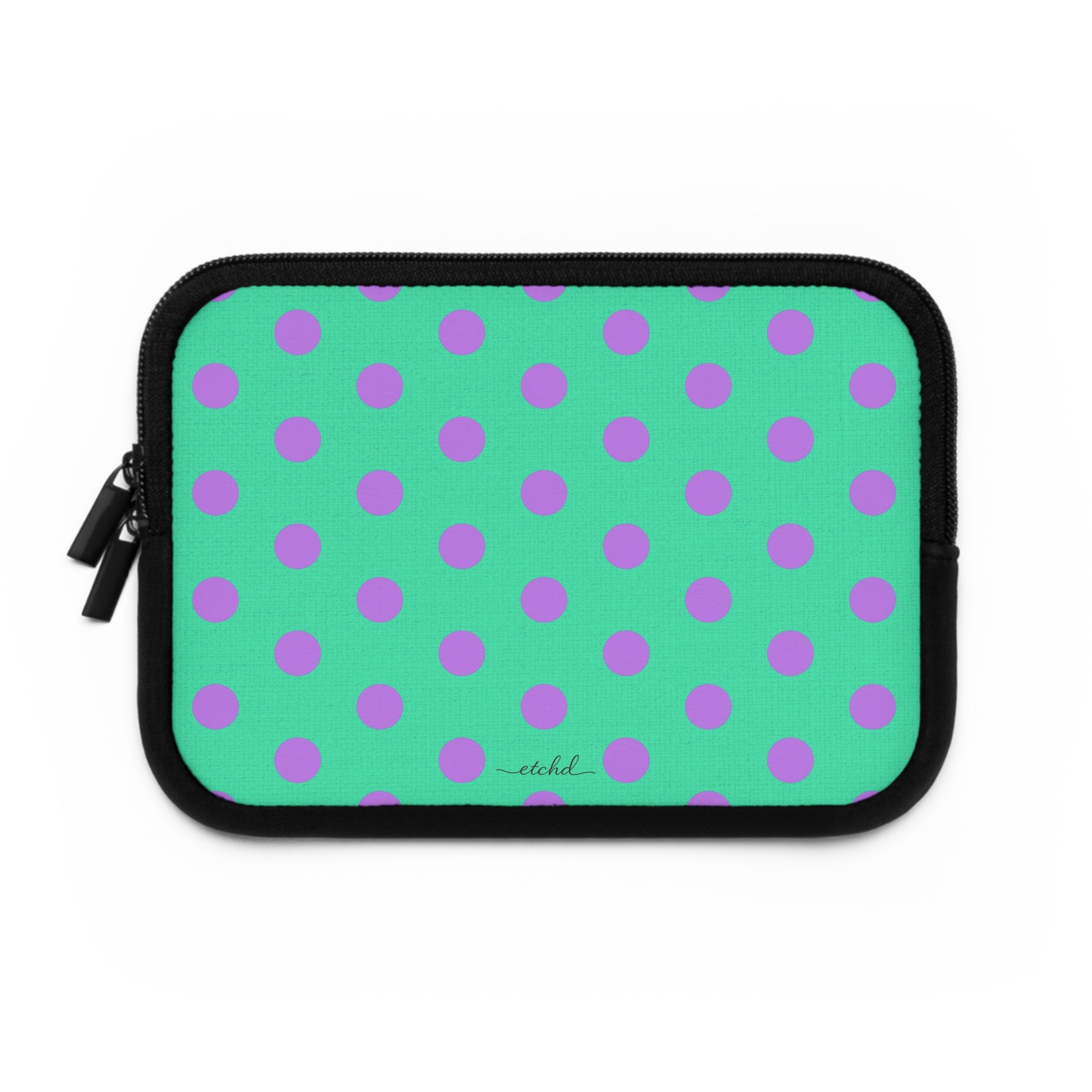 Lilac And Hypermint Polka Dot Laptop Sleeve by etchd, view 2