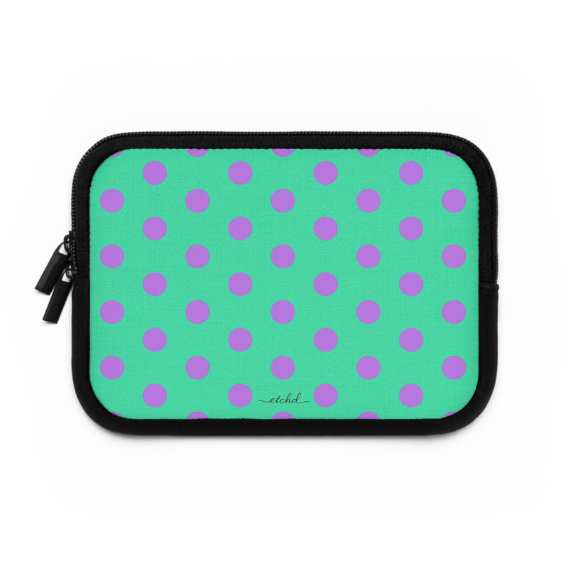 Lilac And Hypermint Polka Dot Laptop Sleeve by etchd, view 2