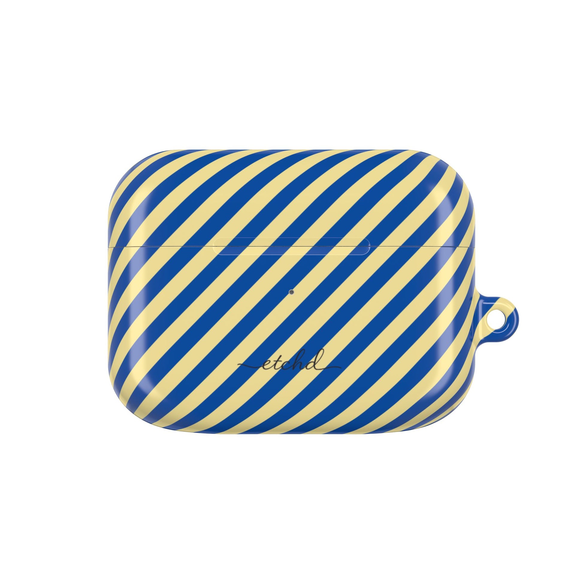 Cobalt & Butter Striped Diagonal AirPod Case by etchd
