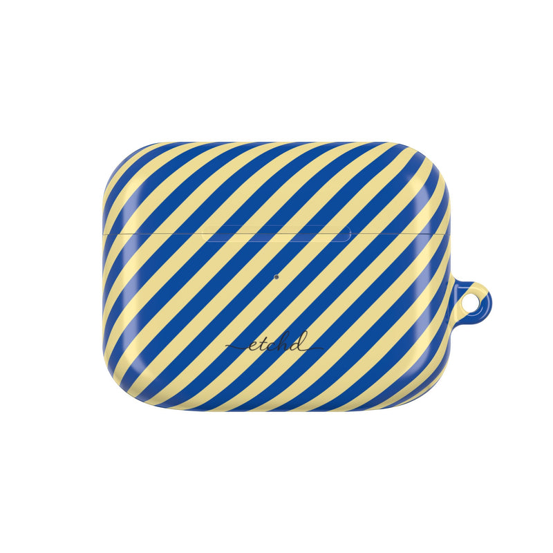 Cobalt & Butter Striped Diagonal AirPod Case by etchd