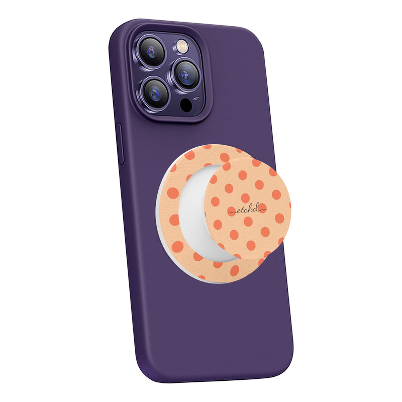 Coral And Peach Polka Dot Phone Grip And Stand-zoom-