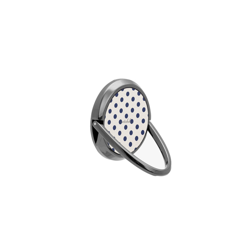 Navy & Cream Polka Dot Handyring-Halterung-zoom-