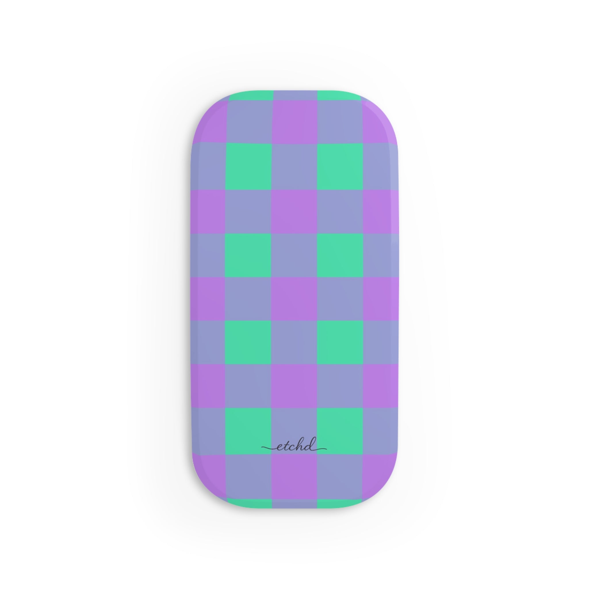 Hypermint & Lilac Gingham Click-On Phone Grip by etchd, view 2