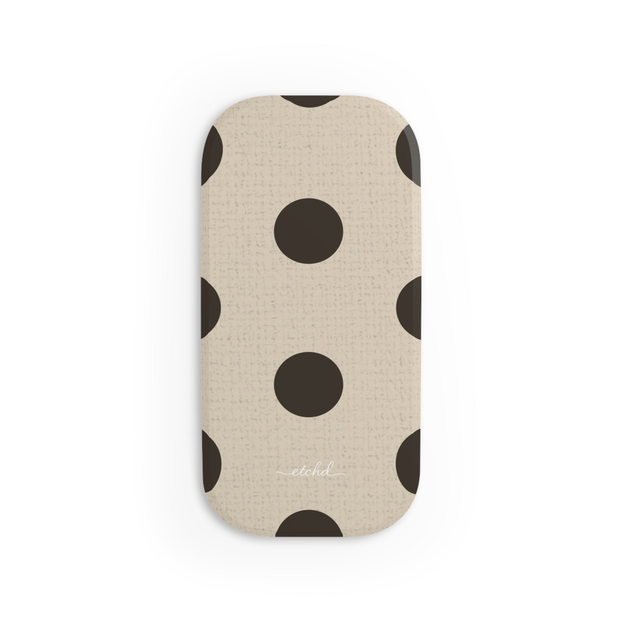 Brown & Cream Polka Dot Click-On Phone Grip by etchd, view 2