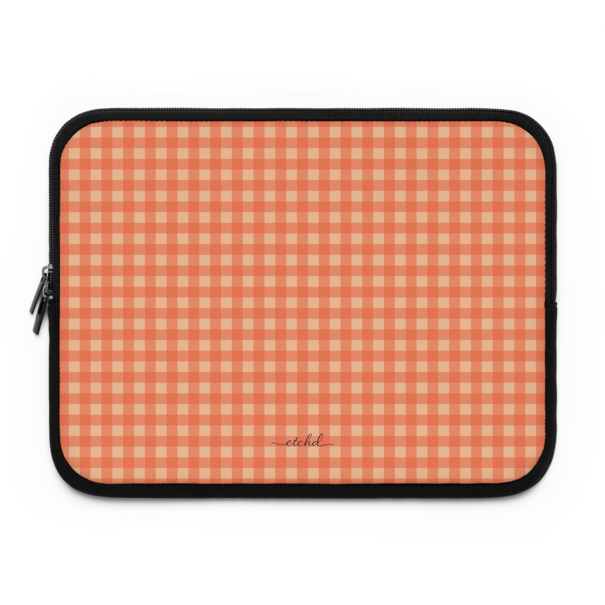 Coral & Peach Gingham Laptop Sleeve by etchd
