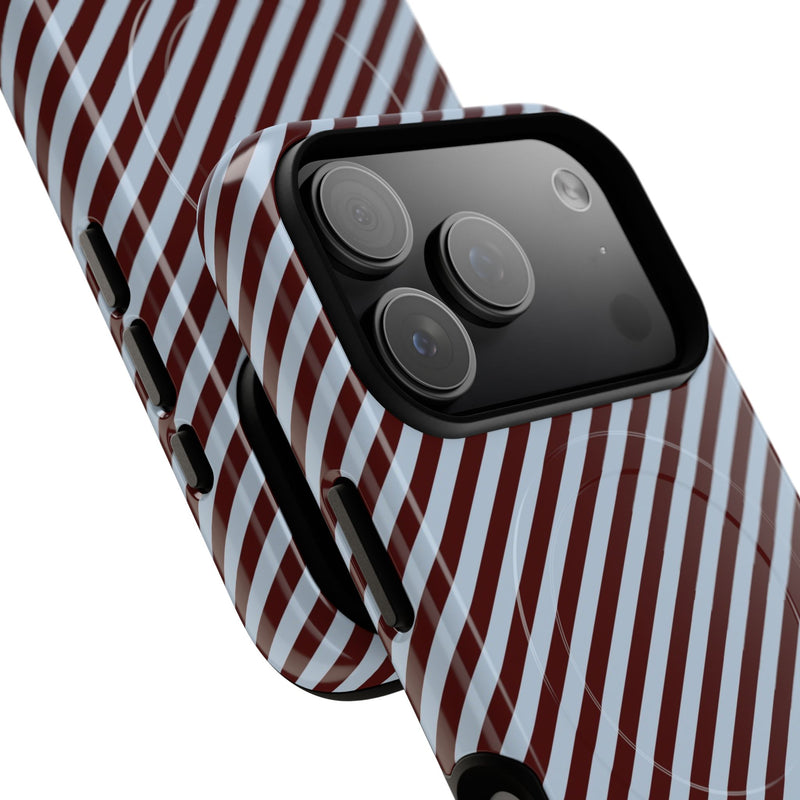Blue & Cherry Striped Diagonal Magnetic Phone Case by etchd, view 99