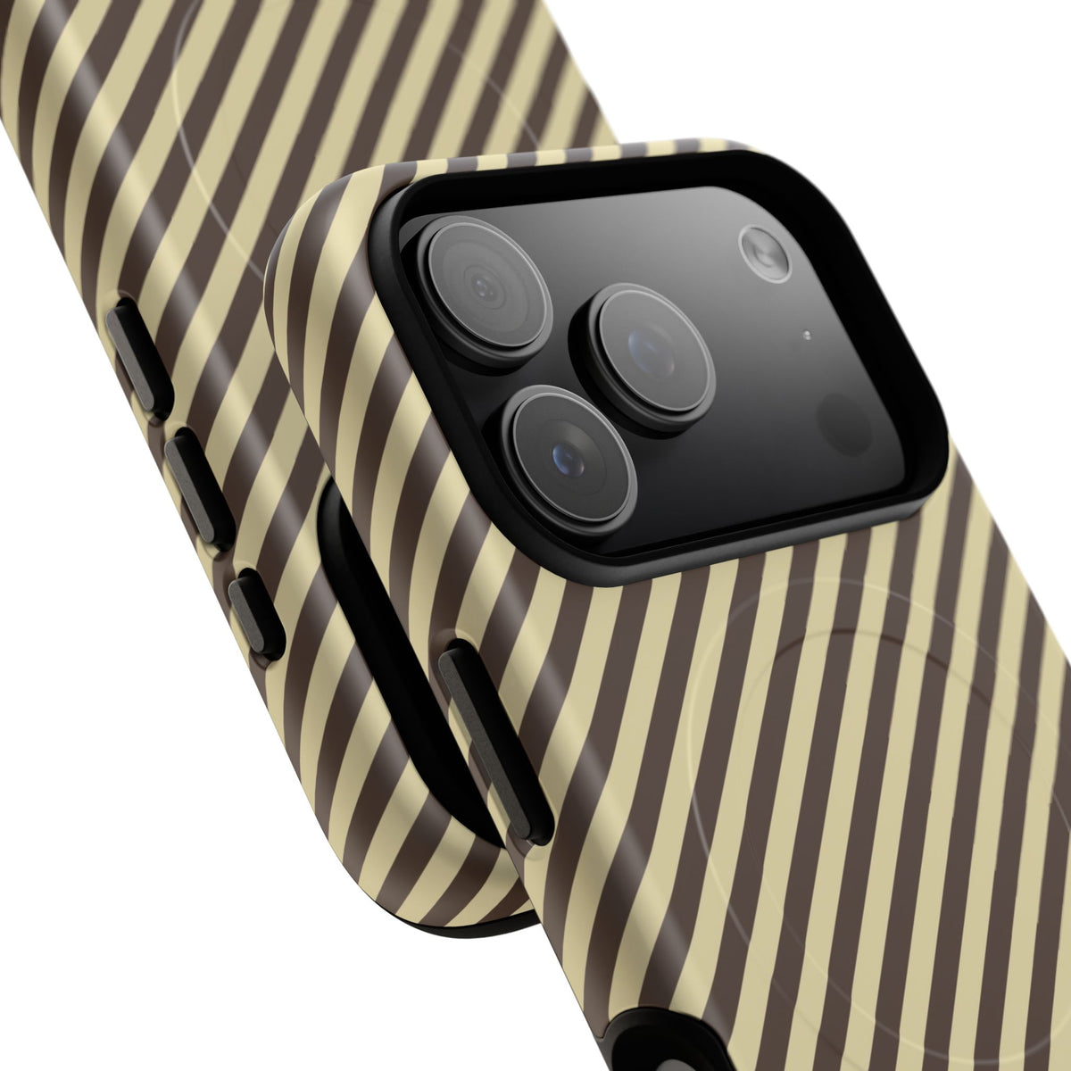 Butter & Brown Striped Diagonal Magnetic Phone Case by etchd, view 100