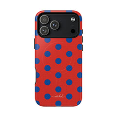 Cobalt & Poppy Polka Dot Magnetic Phone Case by etchd, view 31