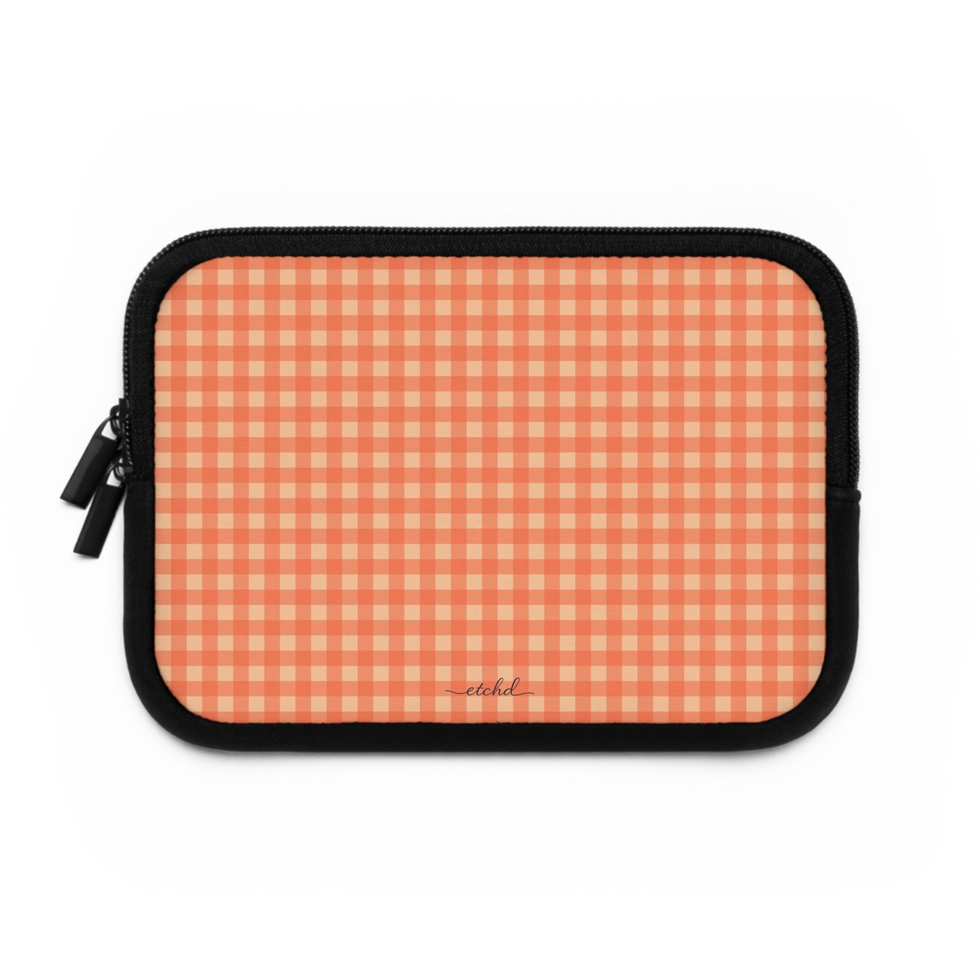 Coral & Peach Gingham Laptop Sleeve by etchd, view 2