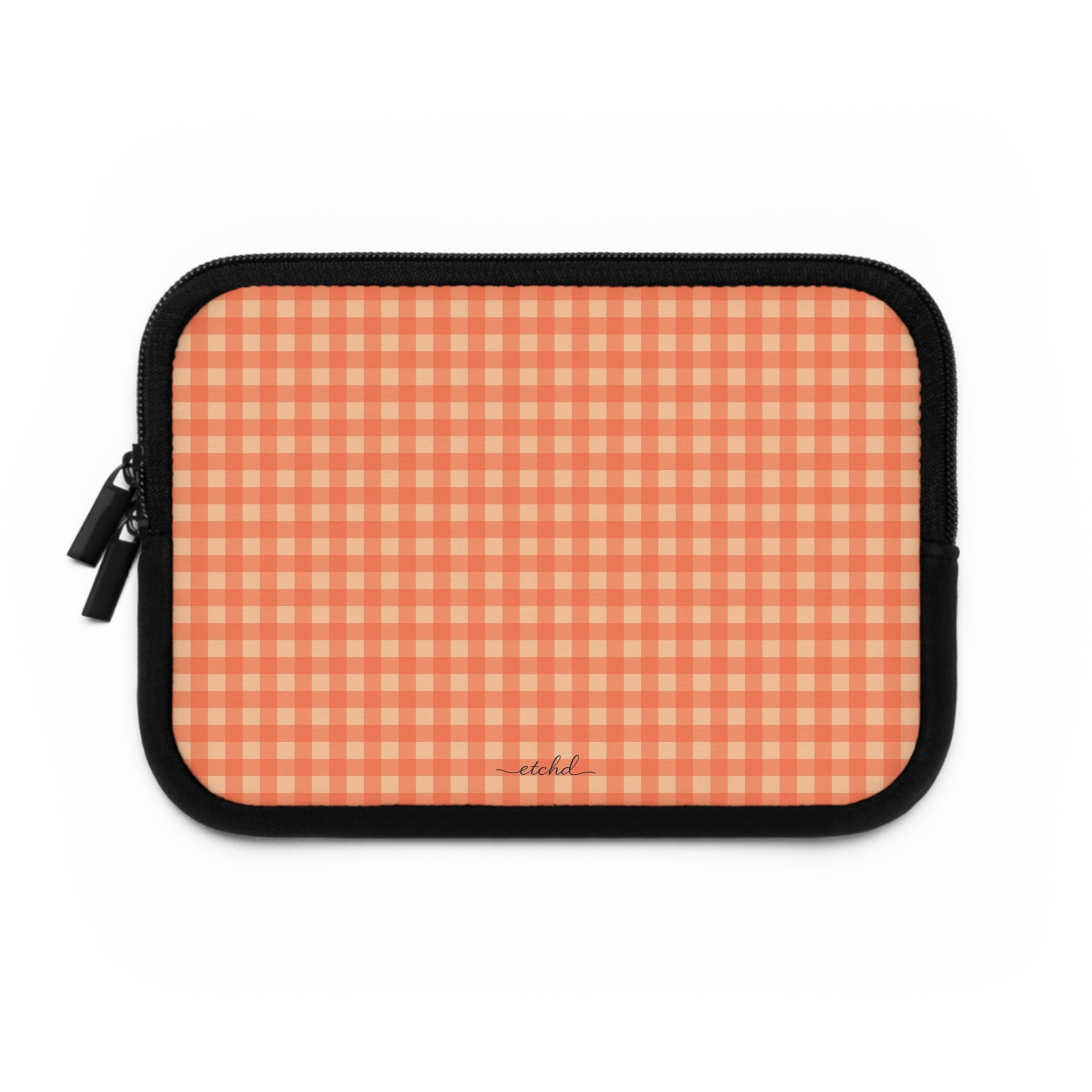 Coral & Peach Gingham Laptop Sleeve by etchd, view 2