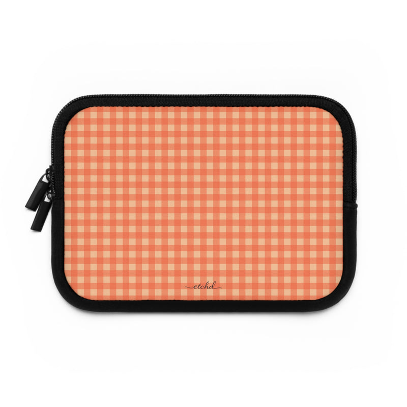 Coral & Peach Gingham Laptop Sleeve by etchd, view 2