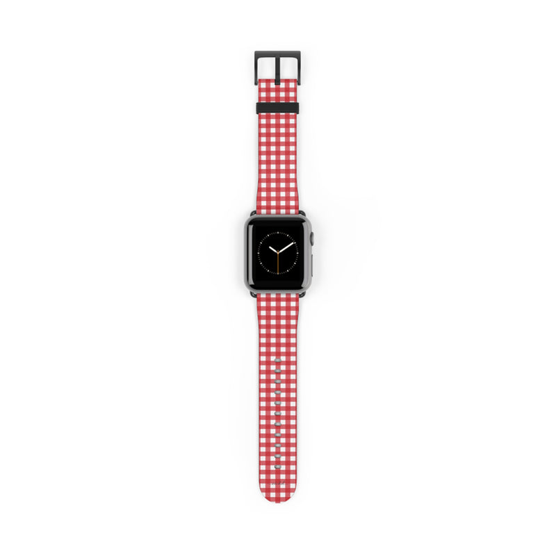Classic Red & White Gingham Smartwatch Strap by etchd