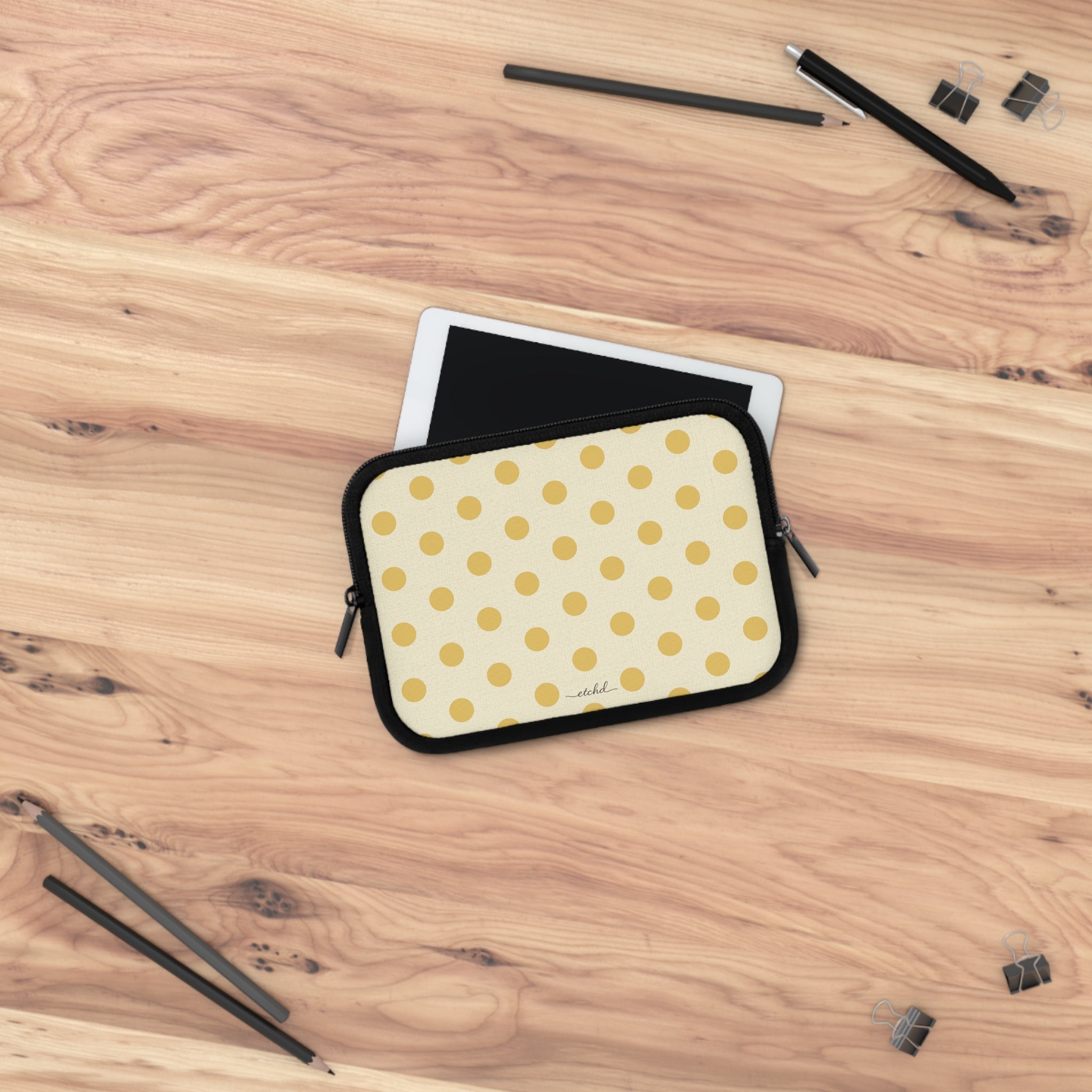 Butter Polka Dot Laptop Sleeve by etchd, view 14