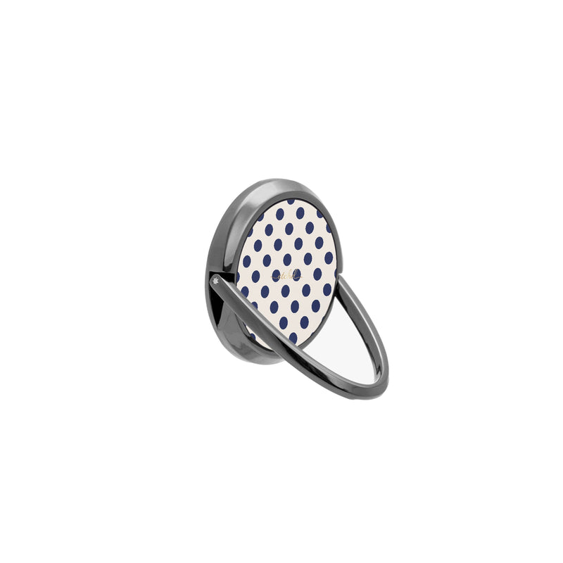 Navy & Cream Polka Dot Phone Ring Holder-zoom-