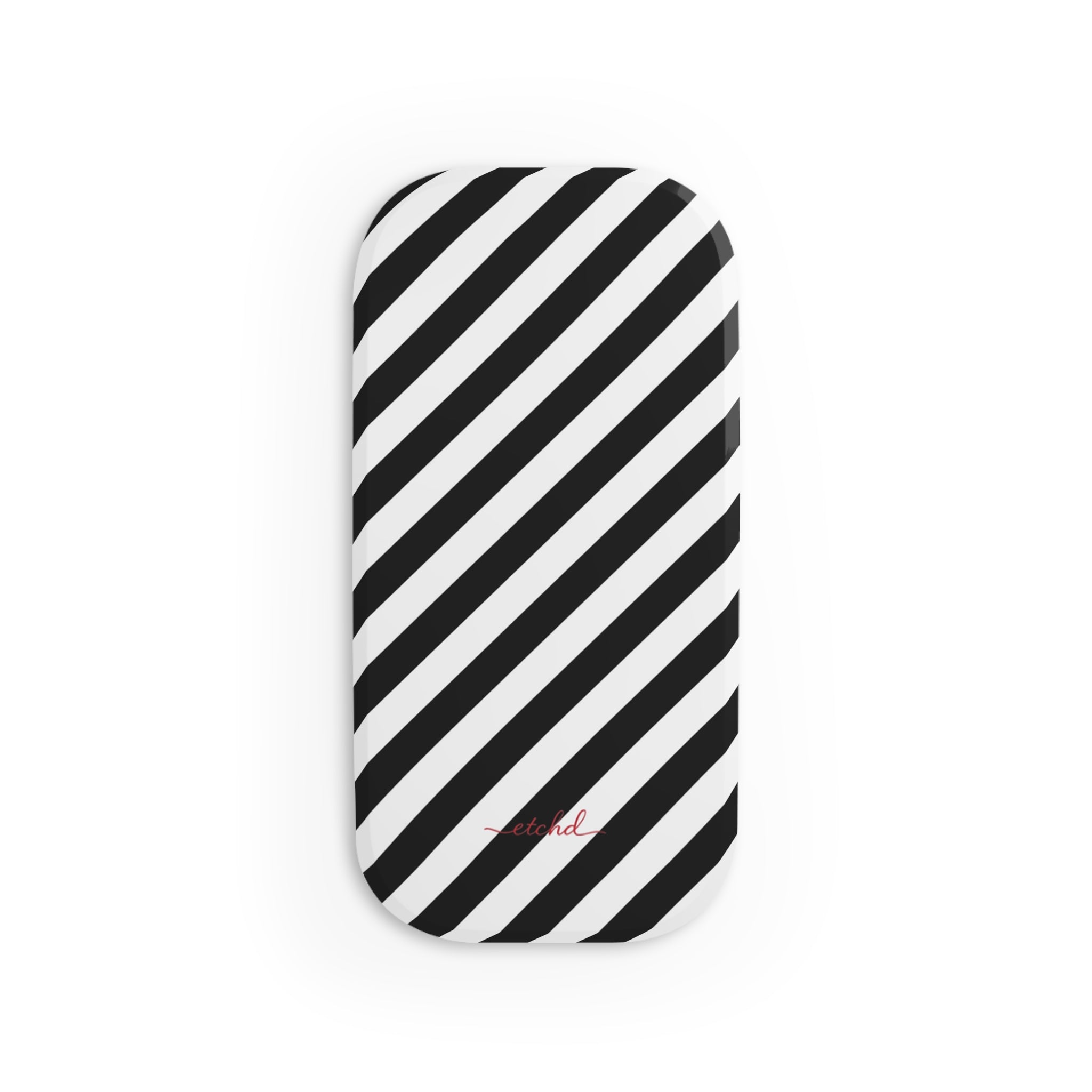 Black & White Striped Diagonal Click-On Phone Grip by etchd, view 2