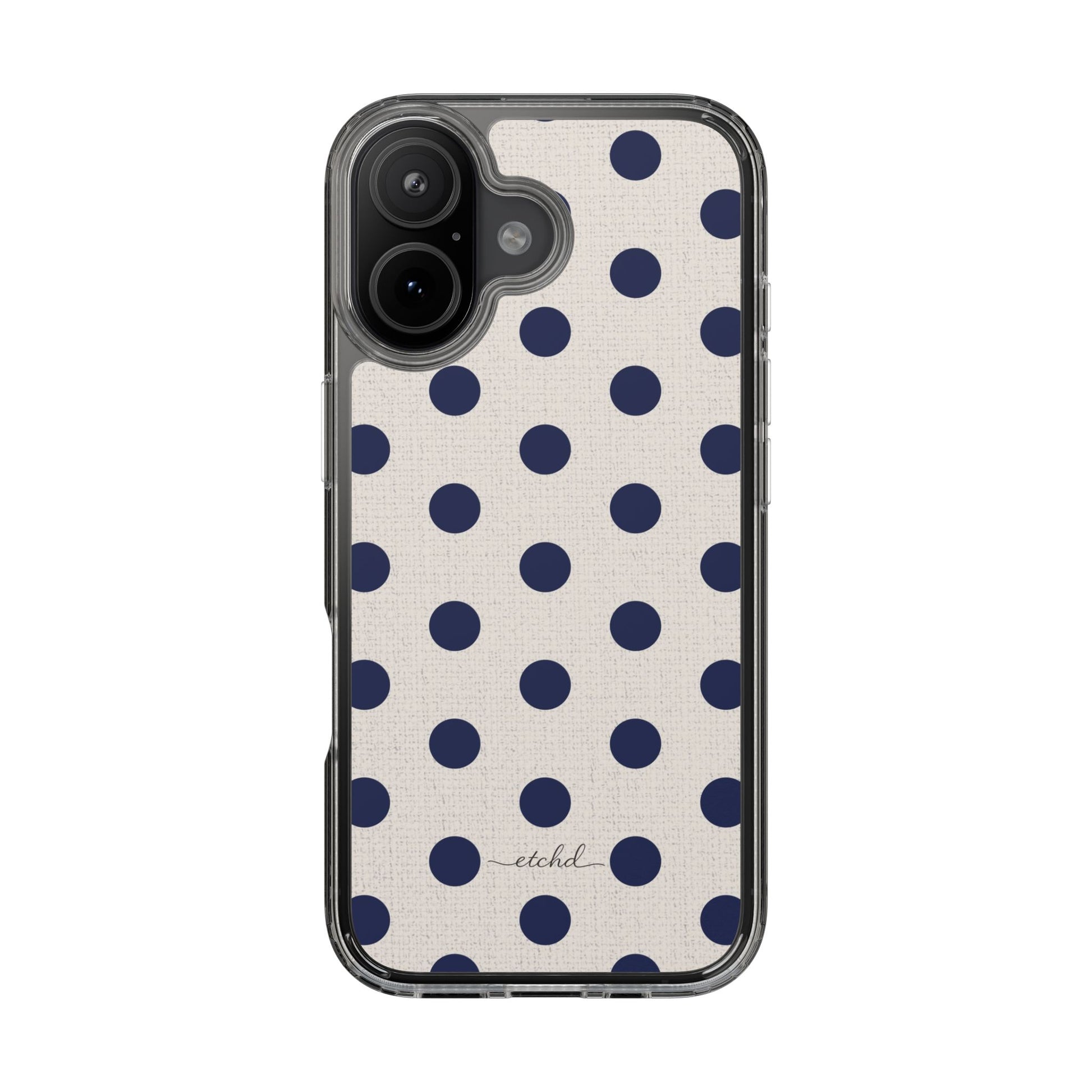 Navy & Cream Polka Dot Clear Phone Case by etchd, view 35