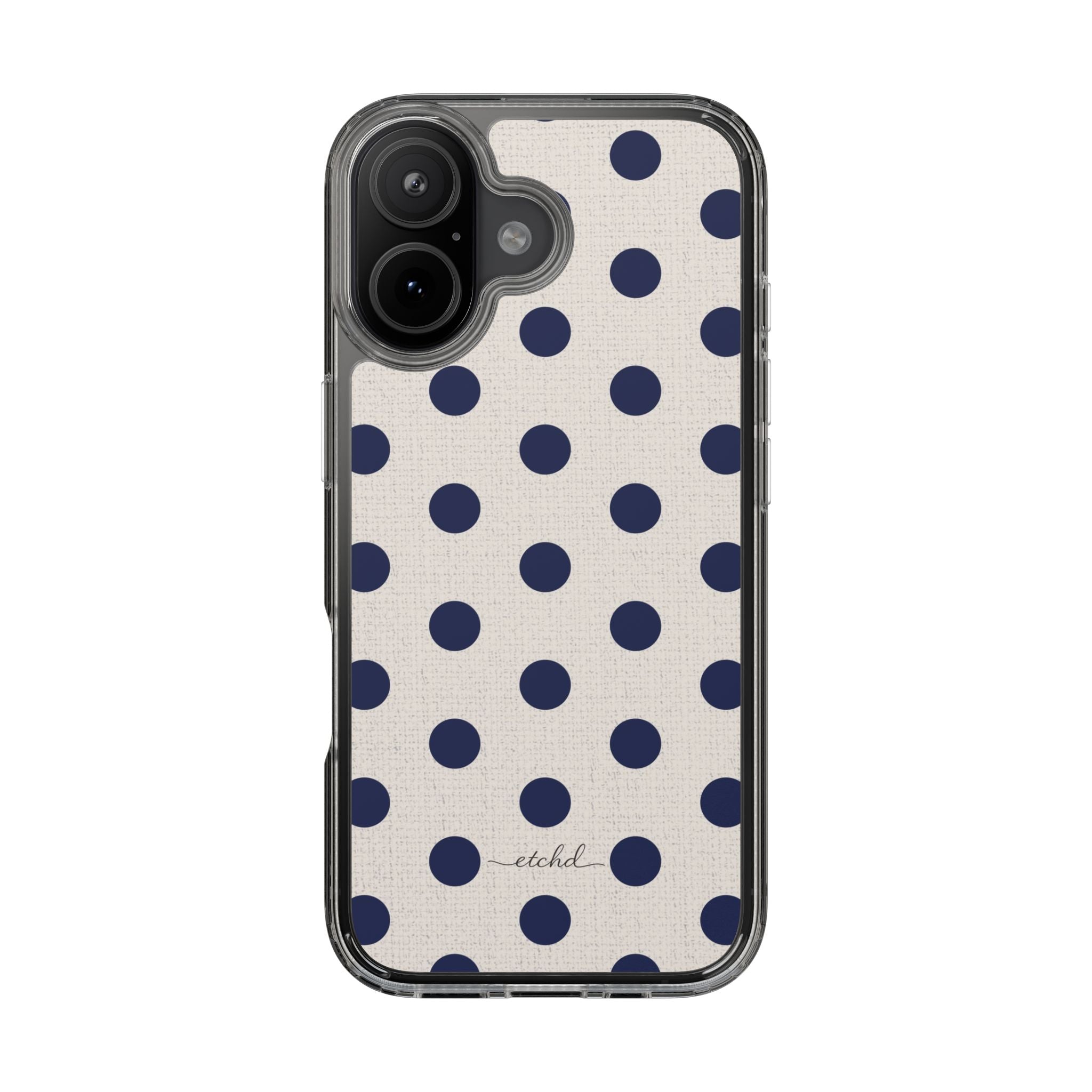 Navy & Cream Polka Dot Clear Phone Case by etchd, view 35
