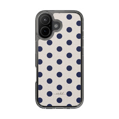 Navy & Cream Polka Dot Clear Phone Case by etchd, view 35