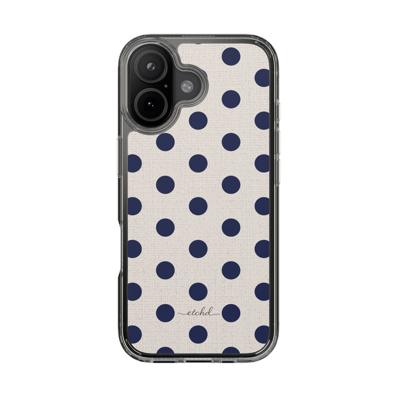 Navy & Cream Polka Dot Clear Phone Case by etchd, view 35