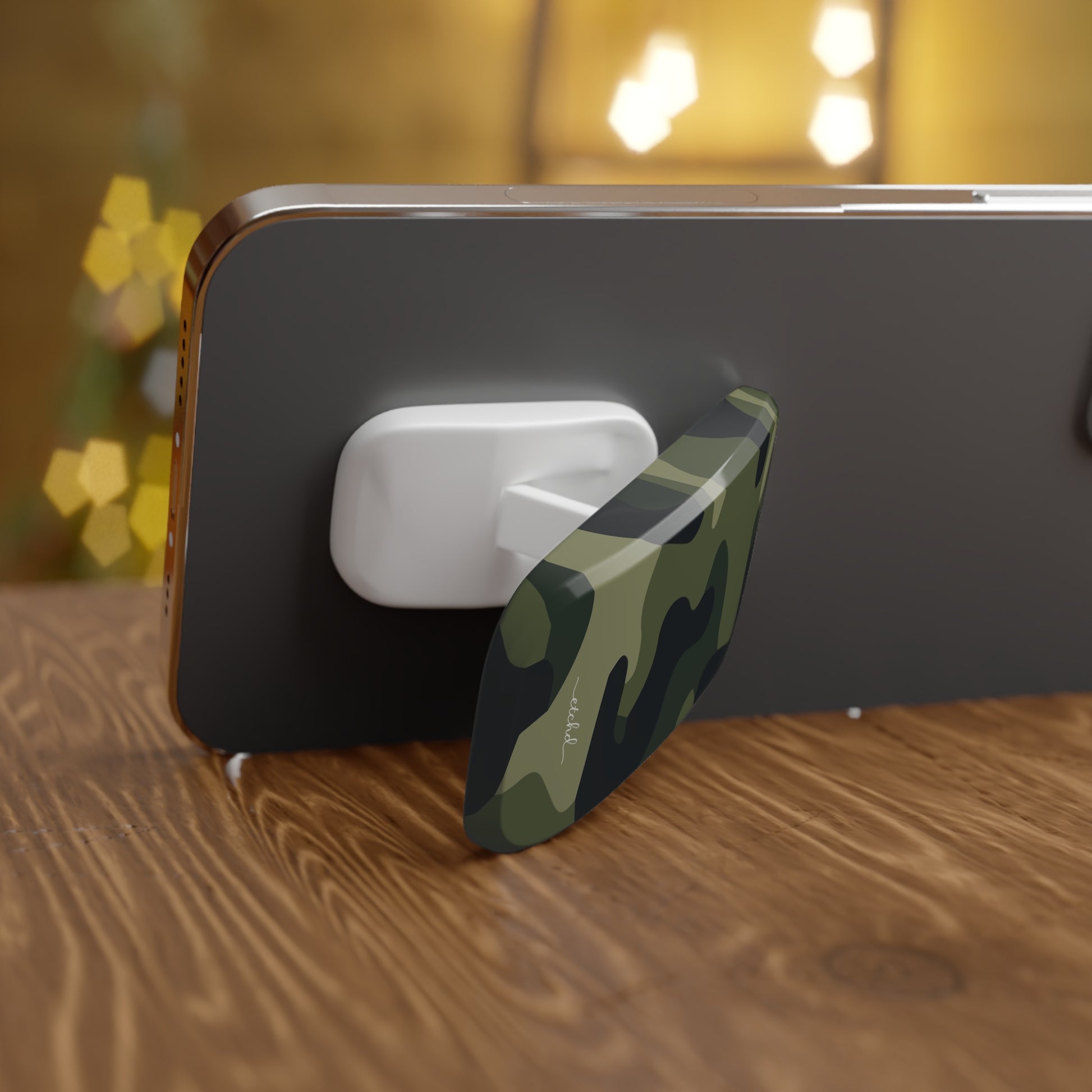 Green Camo Click-On Phone Grip by etchd, view 3