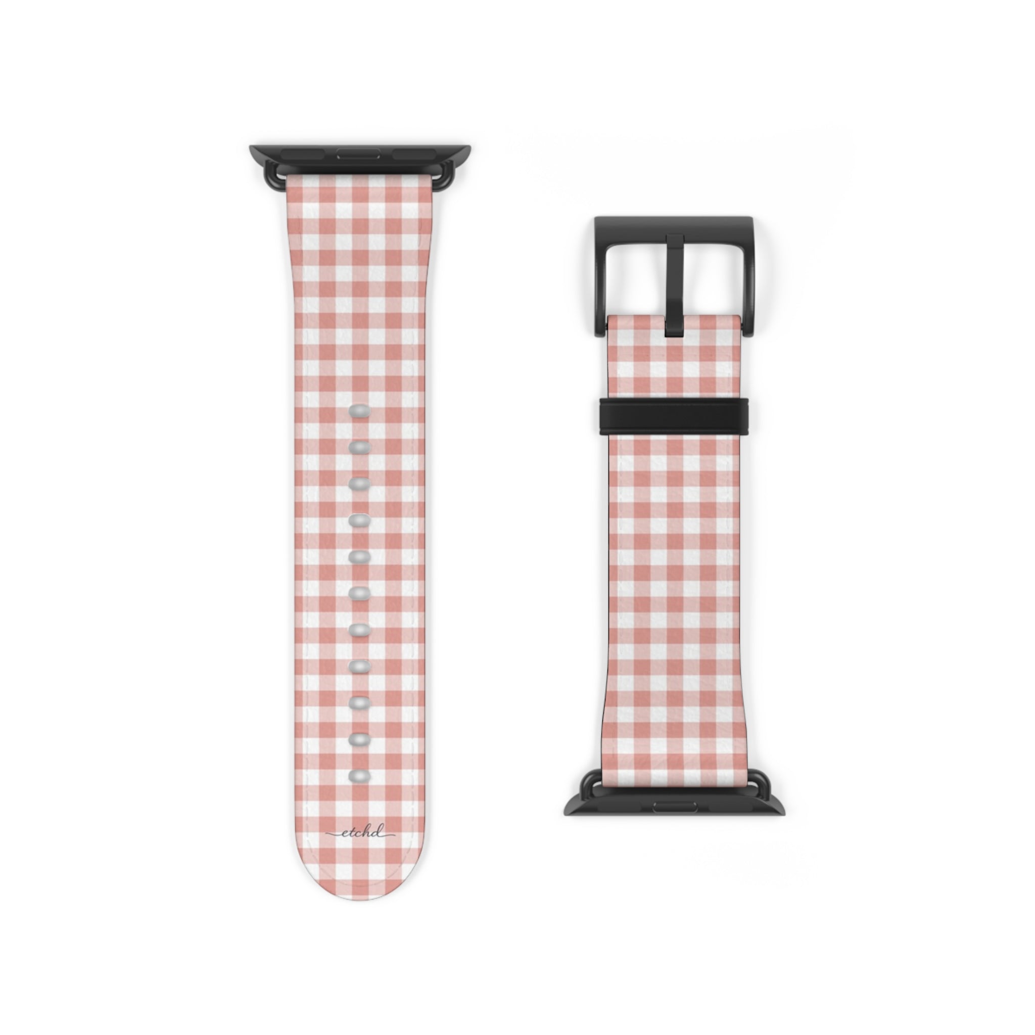 Blush & White Gingham Smartwatch Strap by etchd, view 9