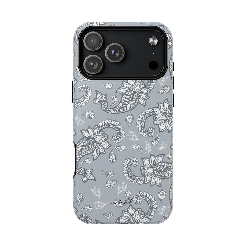 Dusty Blue Paisley Magnetic Phone Case by etchd, view 31