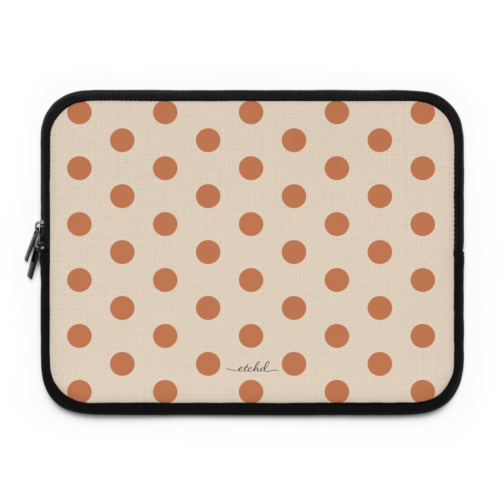 Terracotta & Cream Polka Dot Laptop Sleeve by etchd