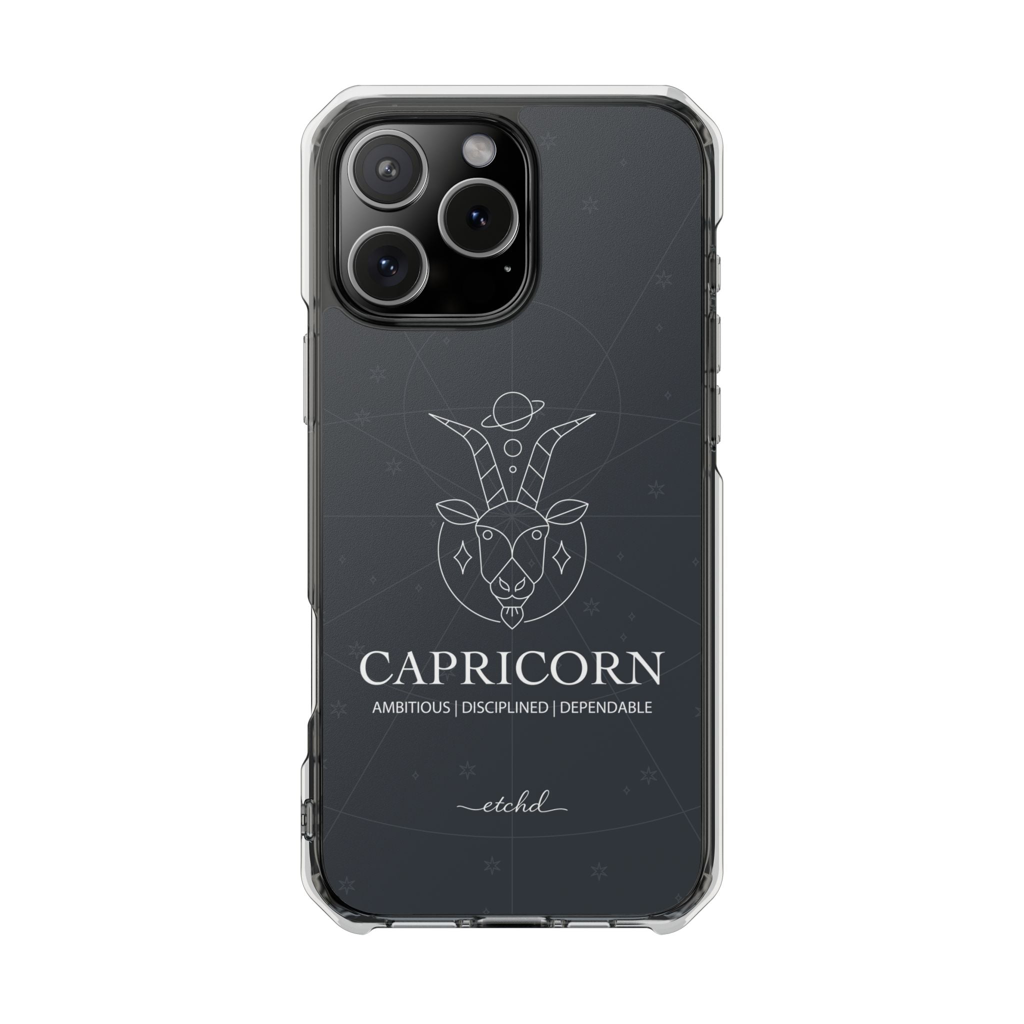 Capricorn Clear Magnetic Phone Case by etchd