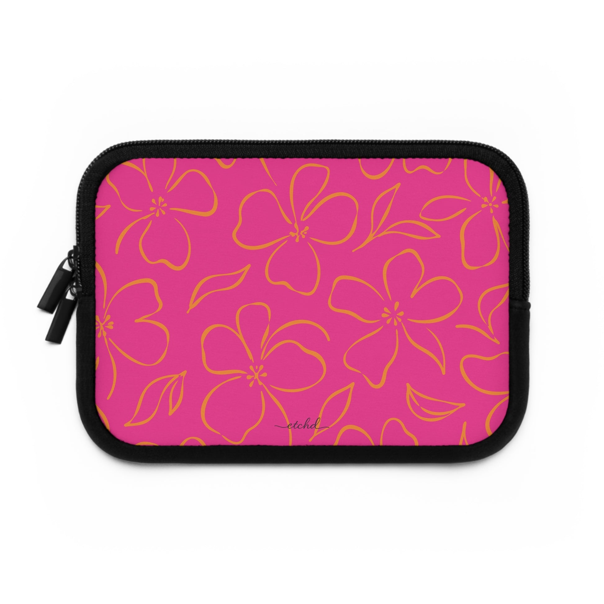 Pink & Orange Floral Laptop Sleeve by etchd, view 2