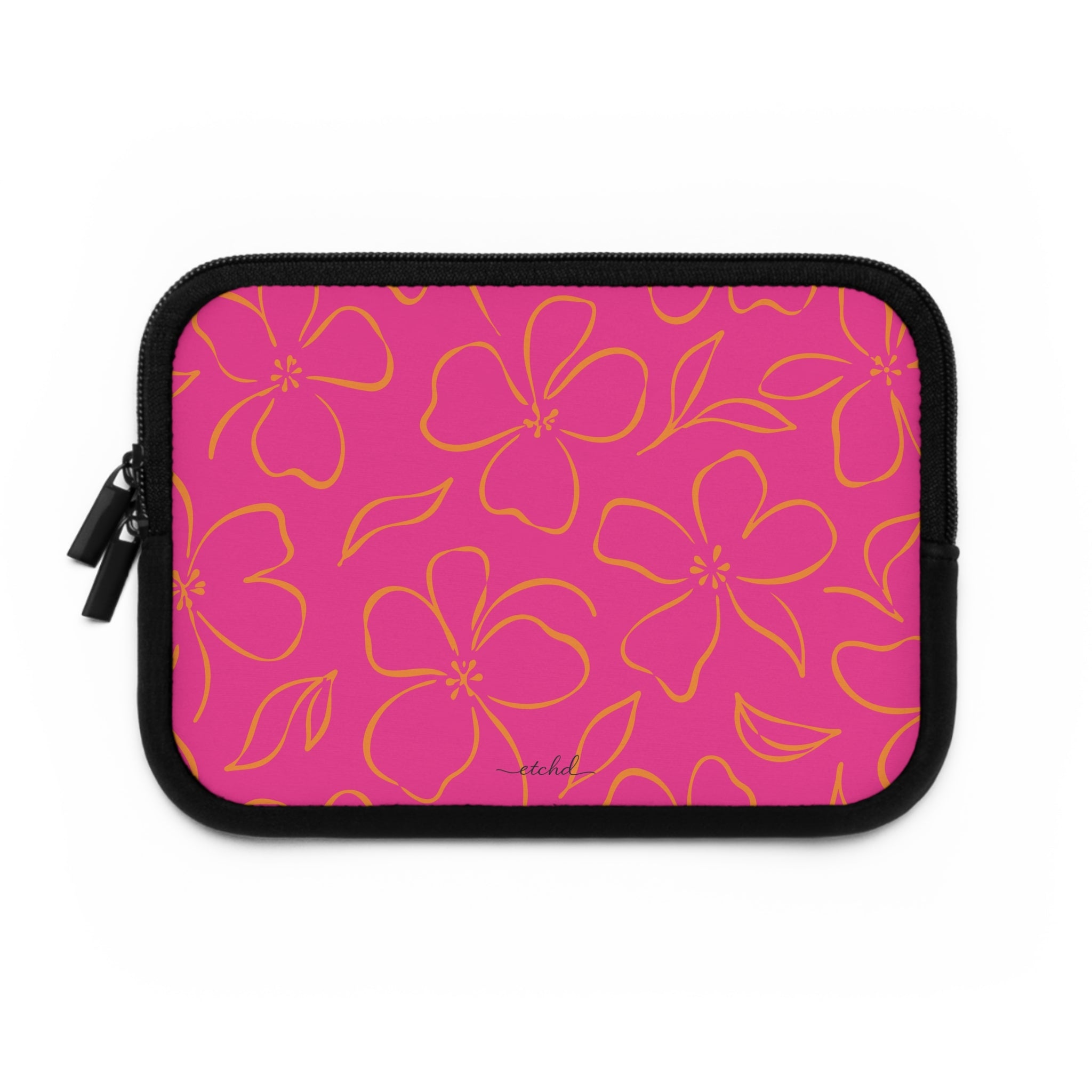 Pink & Orange Floral Laptop Sleeve by etchd, view 2
