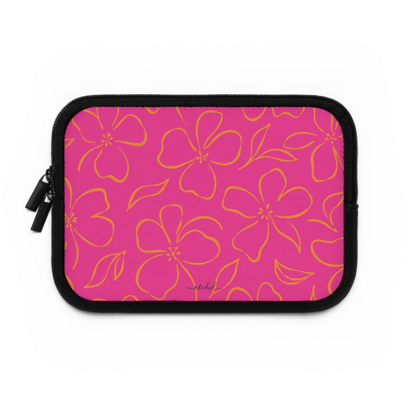 Pink & Orange Floral Laptop Sleeve by etchd, view 2