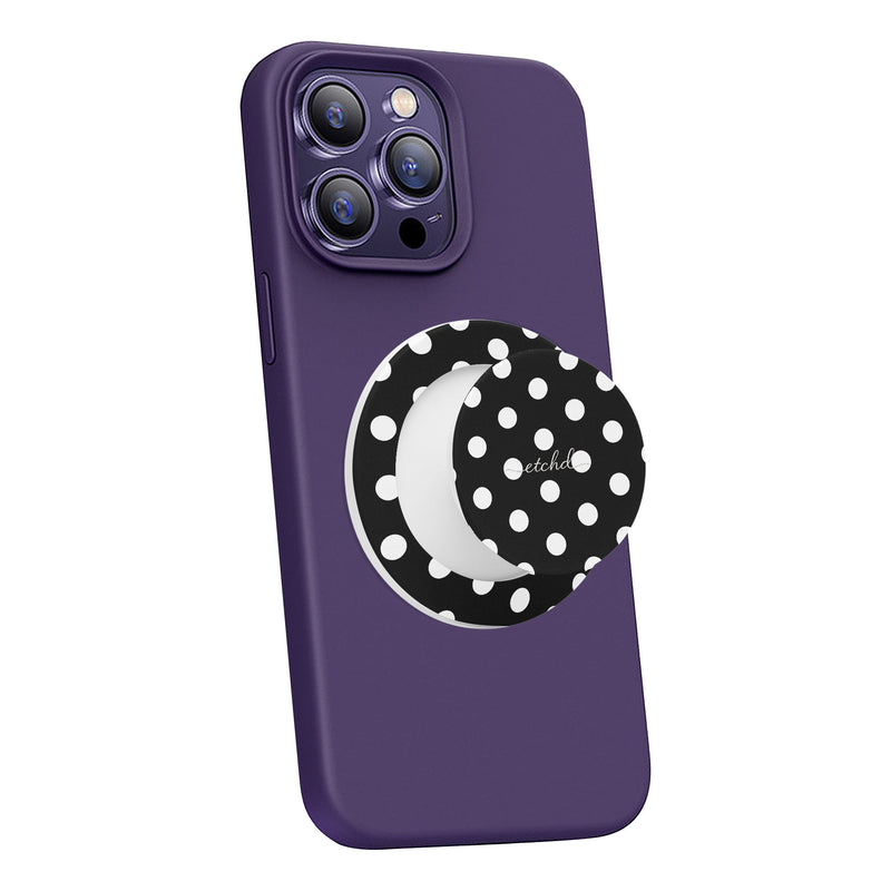 White & Black Polka Dot Phone Grip And Stand-zoom-