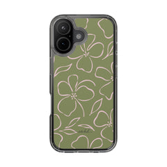 Green & Pink Floral Clear Phone Case by etchd, view 35