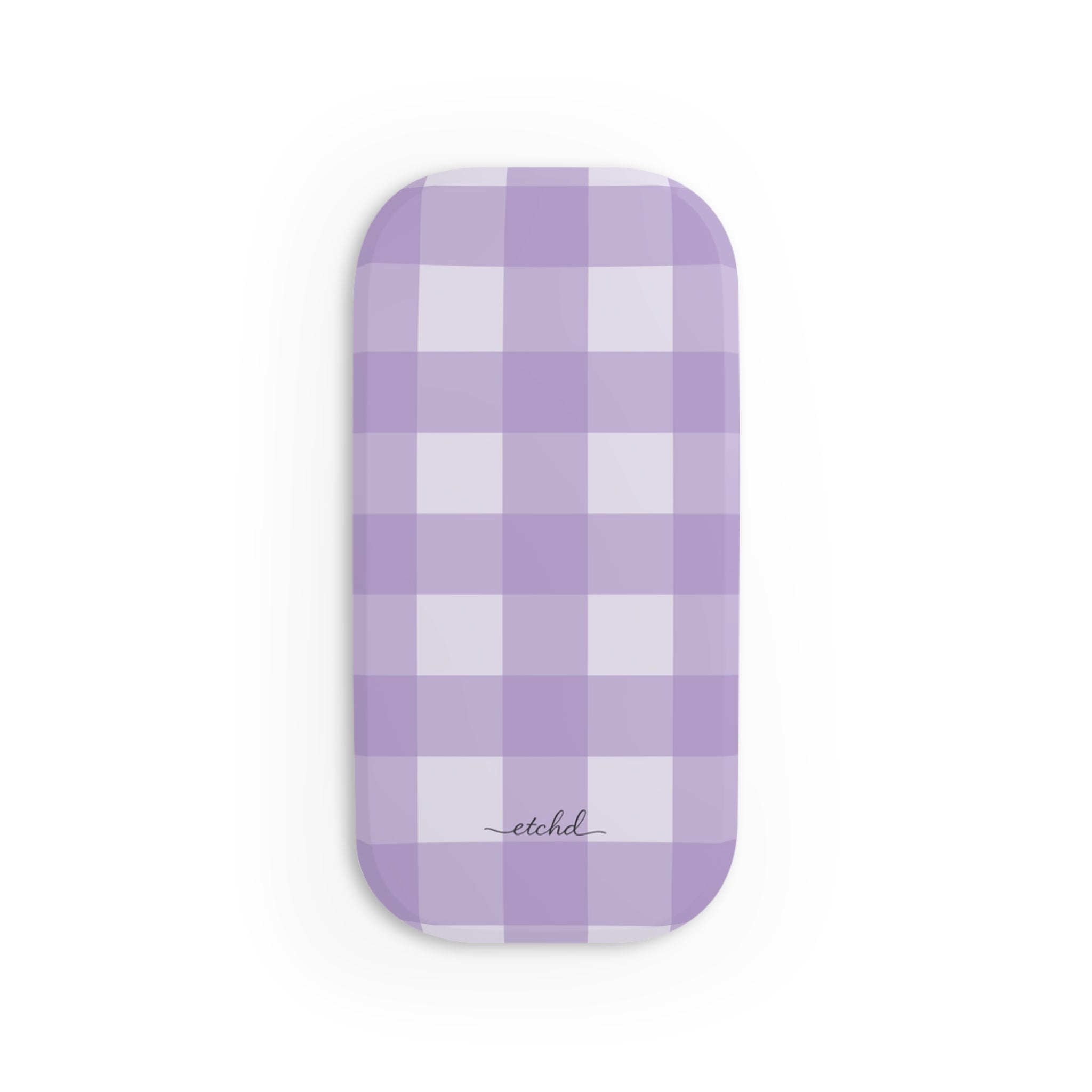 Lilac & Cream Gingham Click-On Phone Grip by etchd, view 2