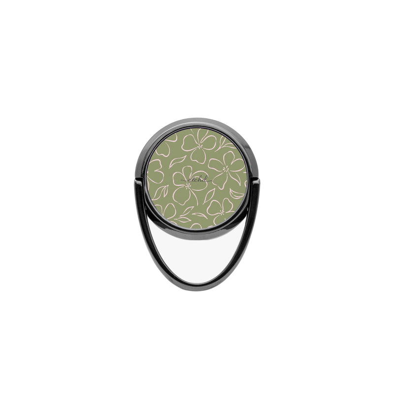 Green & Pink Floral Anillo soporte para móvil-zoom-