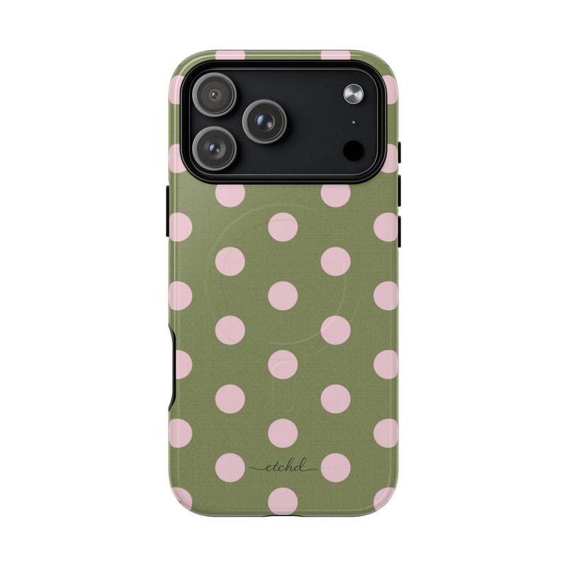 Pink & Green Polka Dot Magnetic Phone Case by etchd, view 31