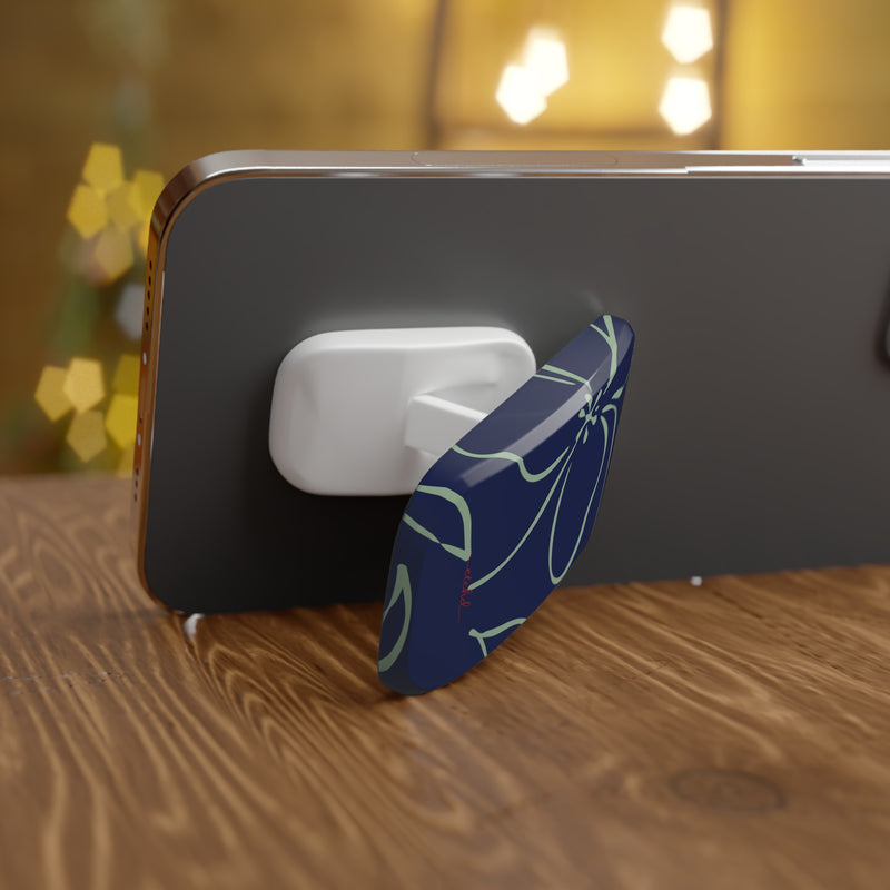 Navy & Sage Floral Click-On Phone Grip by etchd, view 4