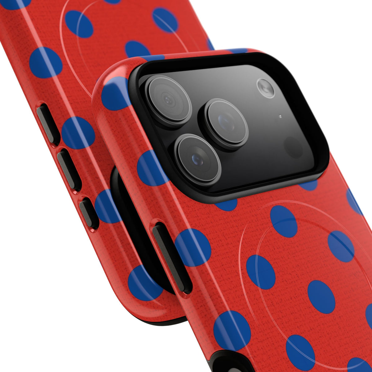 Cobalt & Poppy Polka Dot Magnetic Phone Case by etchd, view 99