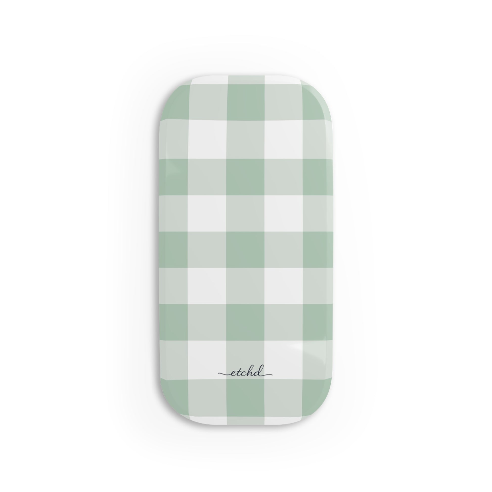 Sage Gingham Click-On Phone Grip by etchd