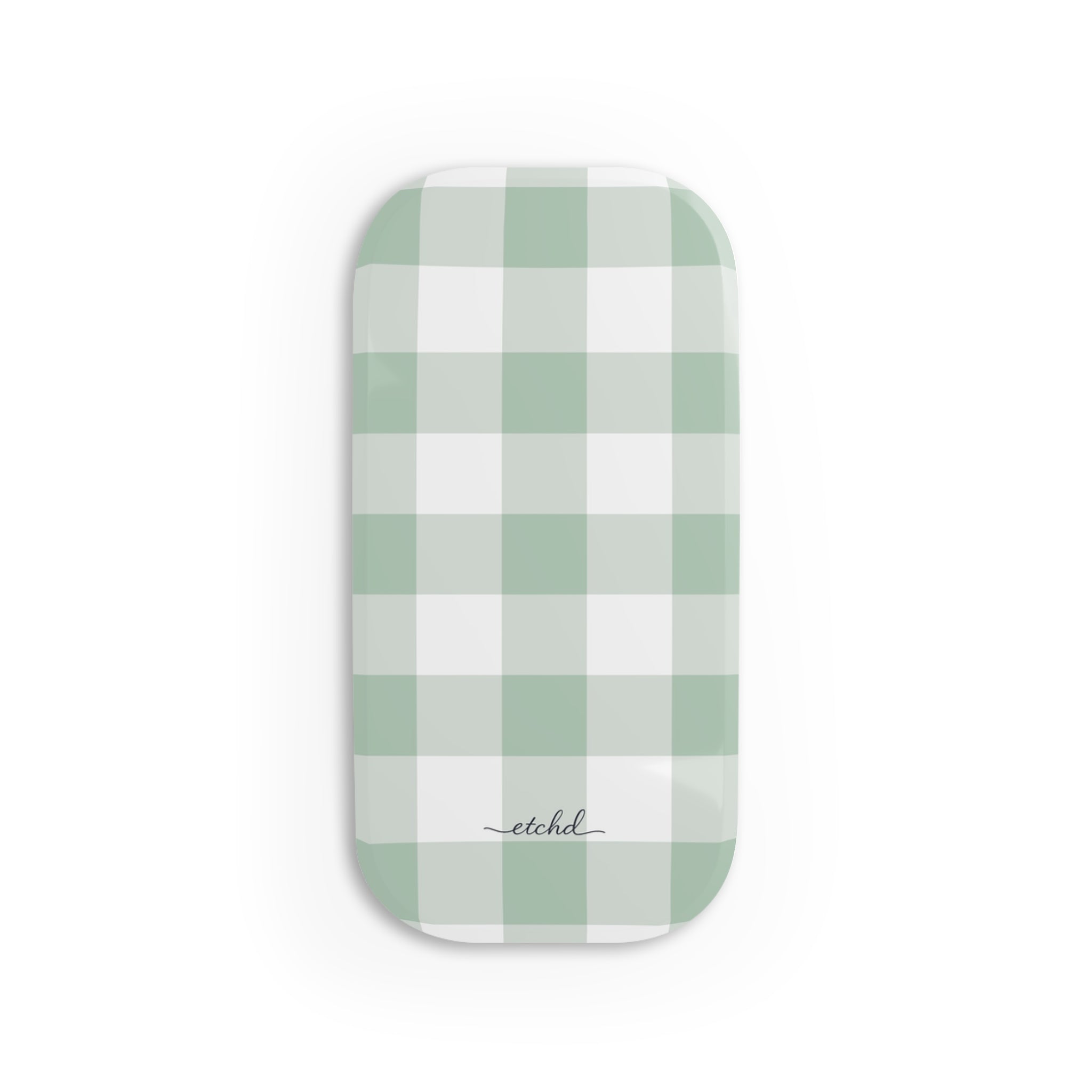 Sage Gingham Click-On Phone Grip by etchd