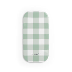 Sage Gingham Click-On Phone Grip by etchd