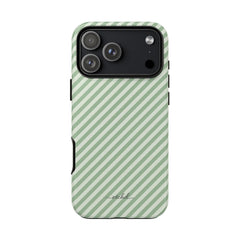 Sage & Cream Striped Diagonal Phone Case by etchd, view 59