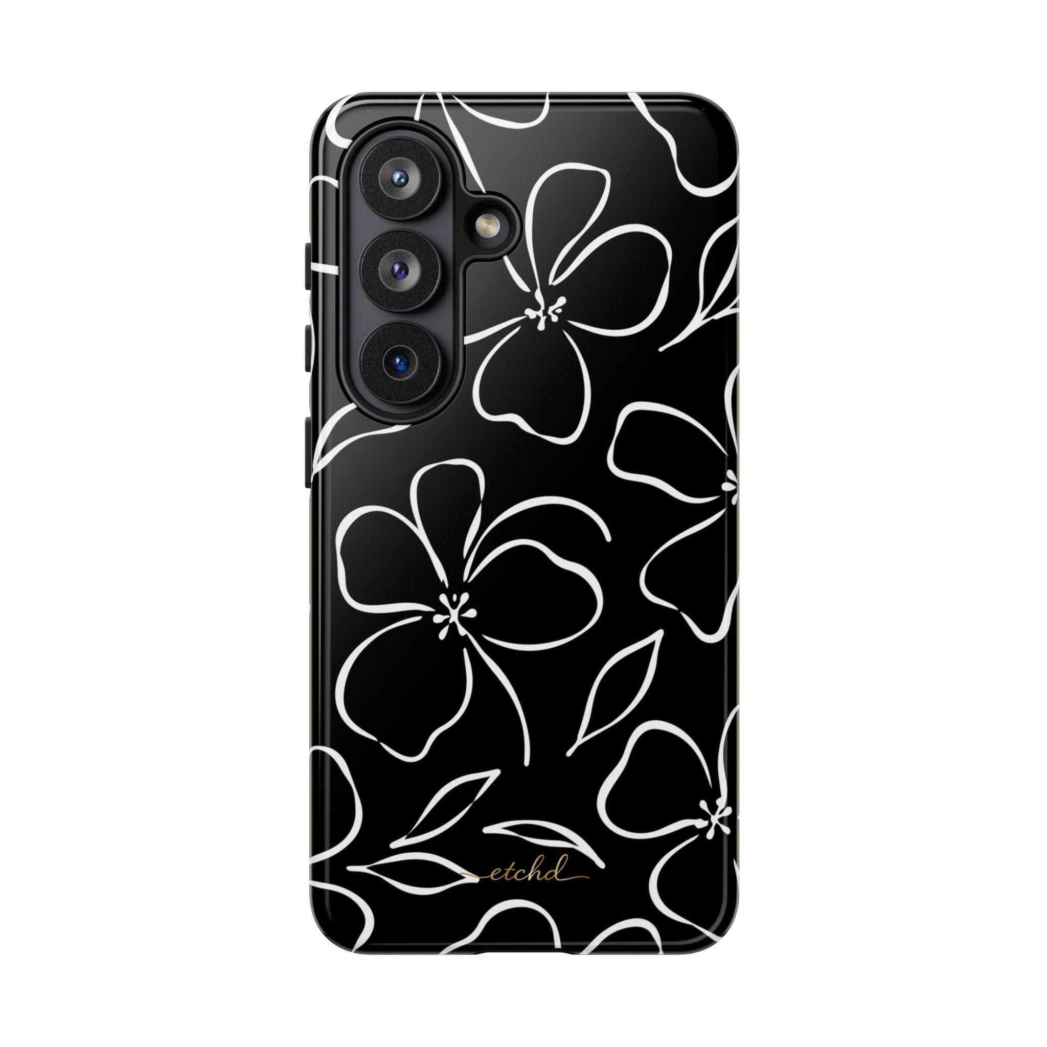 Black & White Floral Phone Case by etchd, view 61